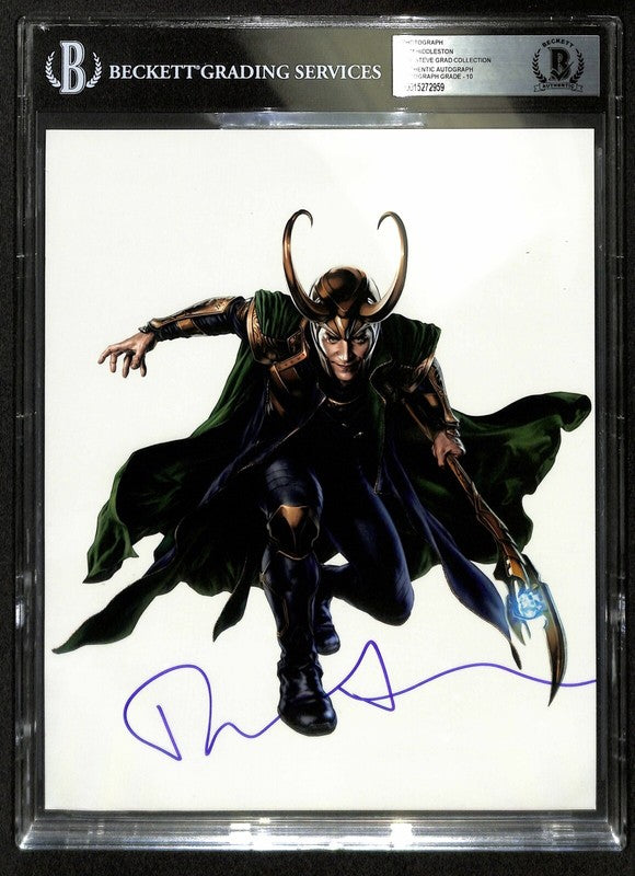 Tom Hiddleston LOKI Signed 8x10 Photo Beckett Slab Auto 10 (Grad Collection)0