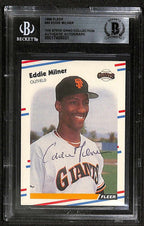 Eddie Milner 1988 Fleer #90 Signed Card BECKETT Encapsulated0