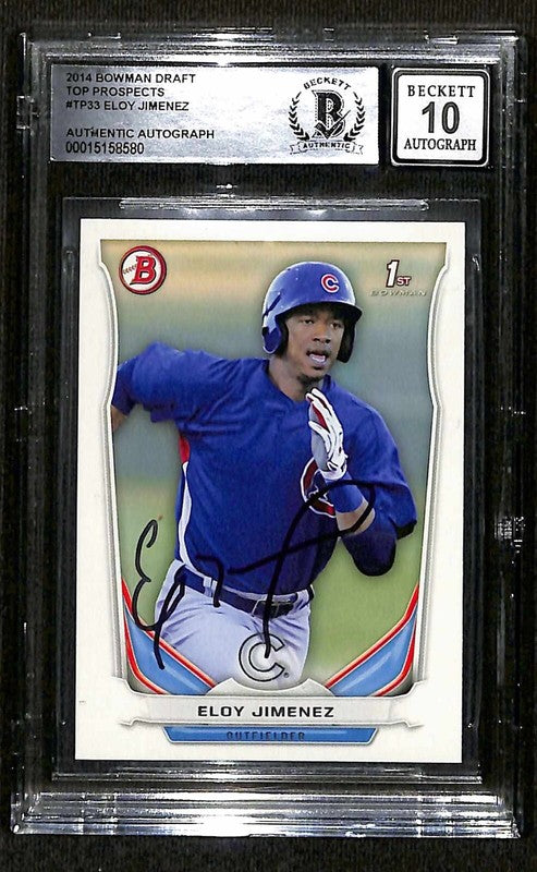 Eloy Jimenez 2014 Bowman Draft Top Prospects #TP33 Signed Card Grade 10 BECKETT0