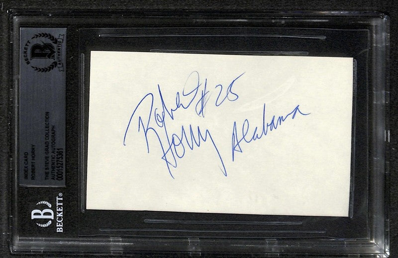 Robert Horry Lakers Power Forward Signed 3x5 Index Card BECKETT Encapsulated0