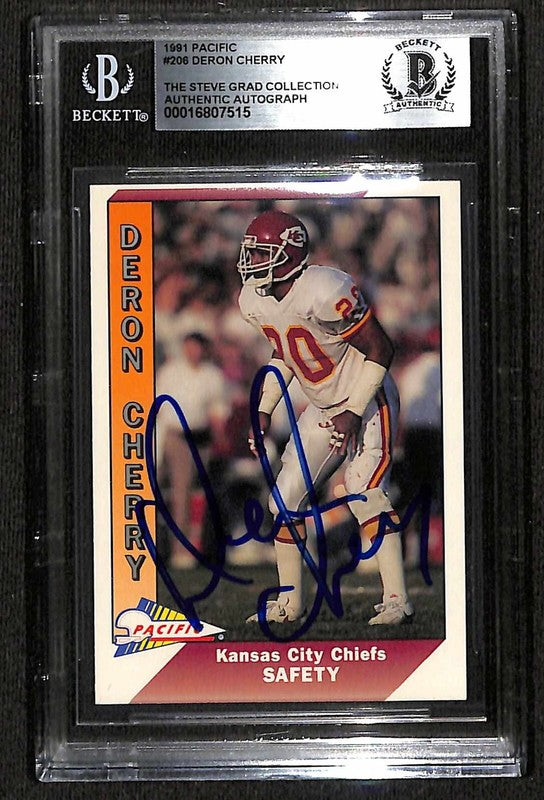 Deron Cherry Kansas City Chiefs 1991 Pacific #206 Signed Card BECKETT0