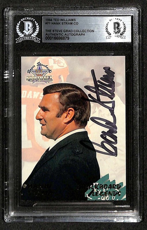 Hank Stram Chiefs 1994 Ted Williams #71 Signed Card BECKETT0