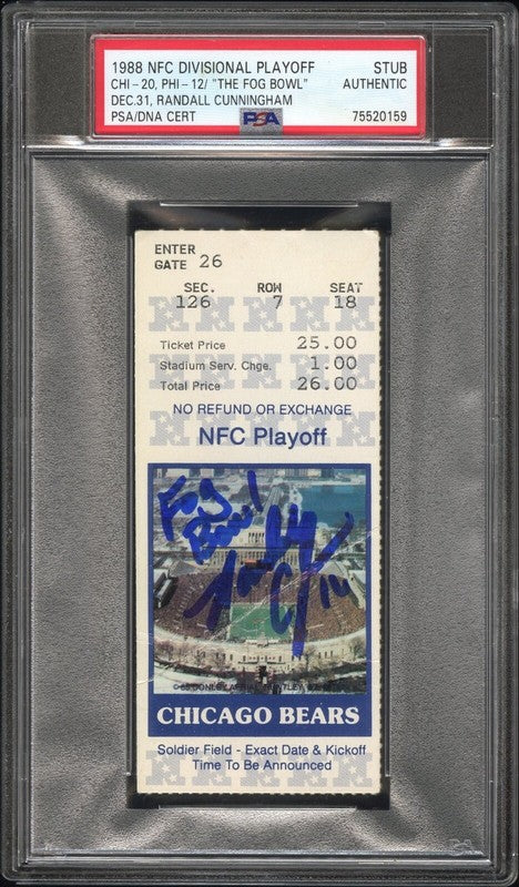Fog Bowl 1988 NFL Playoffs Bears Vs Eagles Randall Cunningham Signed PSA/DNA0