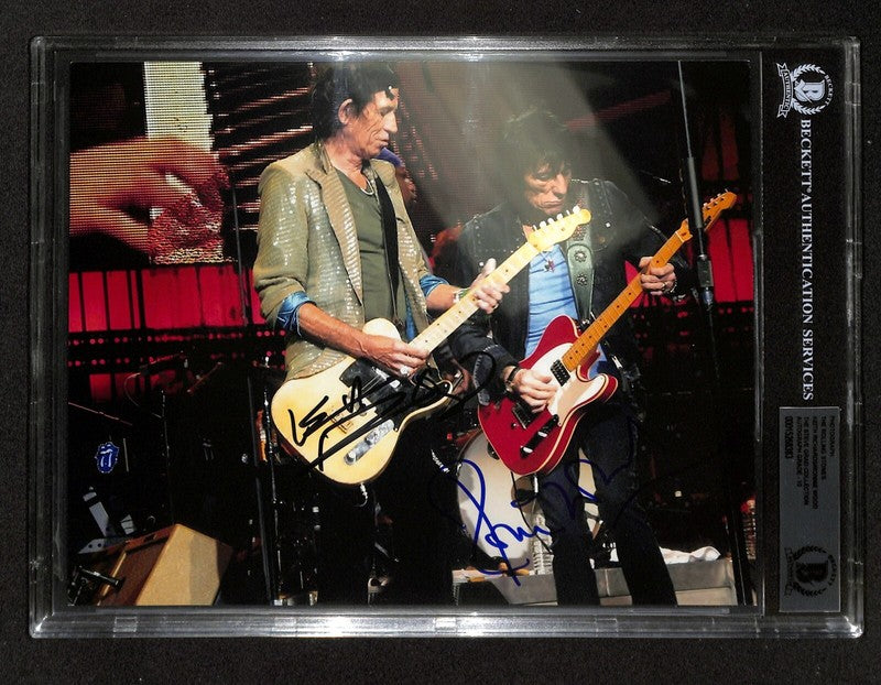 The Rolling Stones Band x2 Signed 8X10 Photo Auto Grade 10 BAS (Grad Collection)0