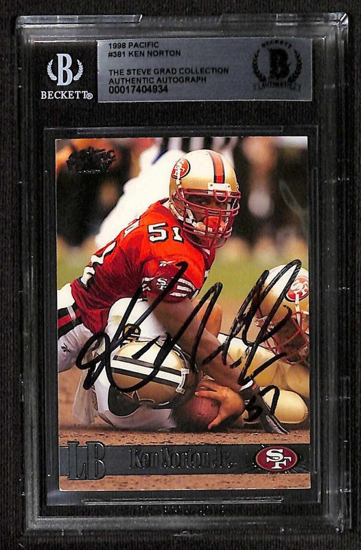 Ken Norton 1998 Pacific #381 Signed Card BECKETT Encapsulated0