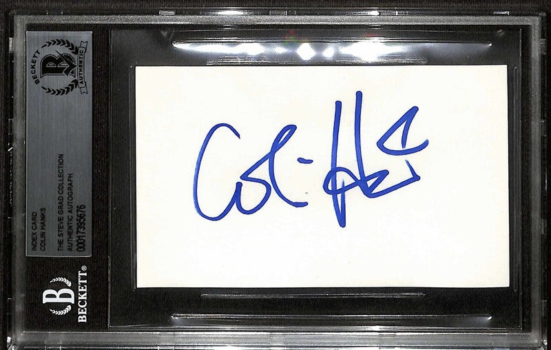 Colin Hanks Signed 3x5 Index Card BECKETT BAS Encapsulated Actor0