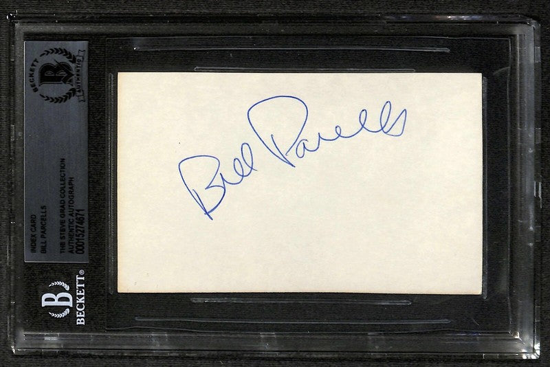 Bill Parcells Giants HOF'er Signed 3x5 Index Card BECKETT 0
