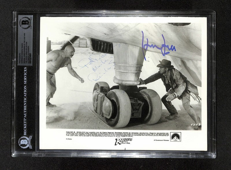 Harrison Ford & Pat Roach Rare Indiana Jones 8x10 Signed BAS (Grad Collection)0
