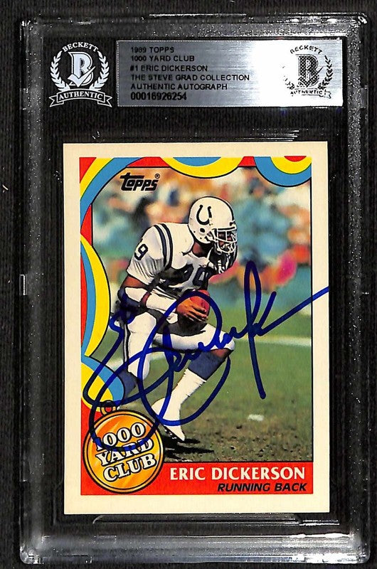 Eric Dickerson Colts 1989 Topps 1000 Yard Club #1 Signed Card BECKETT0