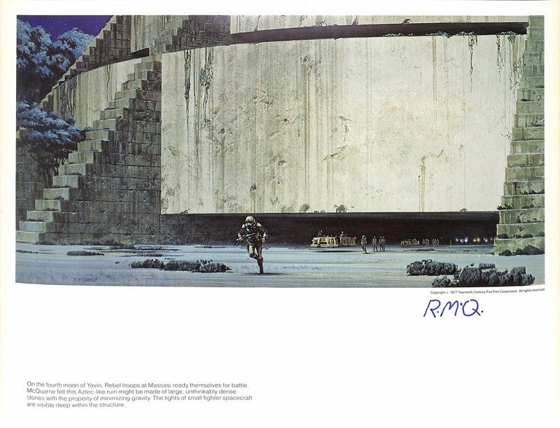 Ralph McQuarrie Signed Star Wars 1977 Concept Art Print Massasi Base BECKETT0