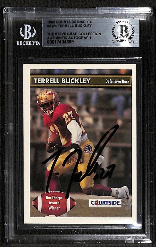 Terrell Buckley 1992 Courtside Inserts #AW4 Signed Card BECKETT Encapsulated0