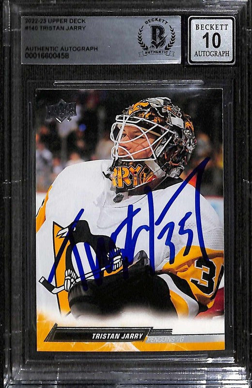 Tristan Jarry 2022-23 Upper Deck #140 Signed Card Auto Grade 10 BECKETT0