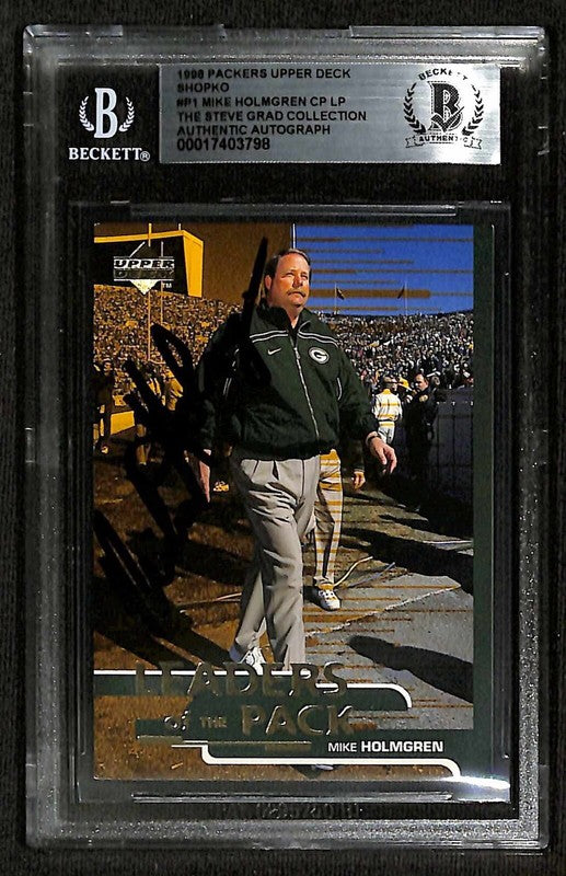 Mike Holmgren Packers 1998 Packers Upper Deck ShopKo #P1 Signed Card BECKETT0