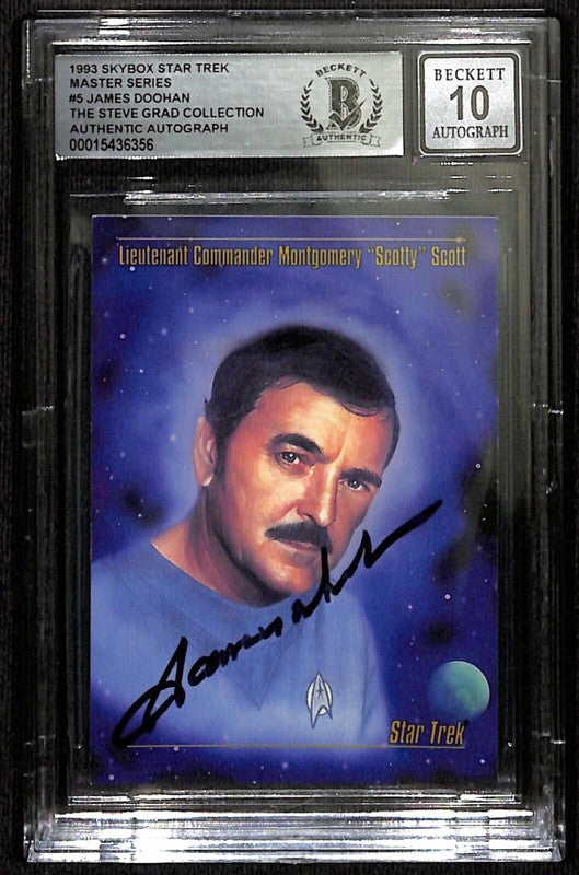 James Doohan Signed 1993 Skybox Star Trek Master Series #5 Auto 10 BECKETT BAS0