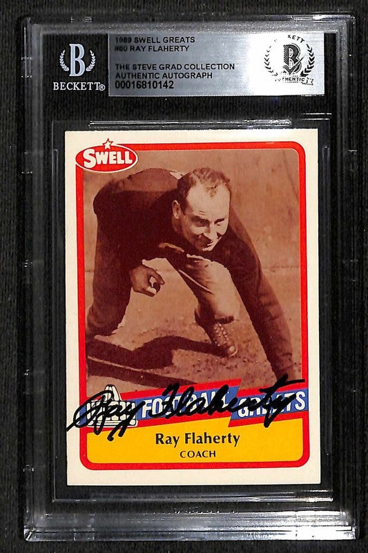 Ray Flaherty Redskins 1989 Swell Greats #80 Signed Card BECKETT0