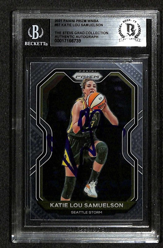 Katie Lou Samuelson 2021 Panini Prizm WNBA #67 Signed Card BECKETT Encapsulated0