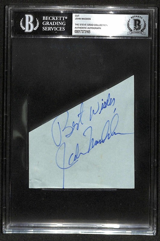 Legendary Announcer & Raiders HC John Madden  Signed Cut BECKETT 0