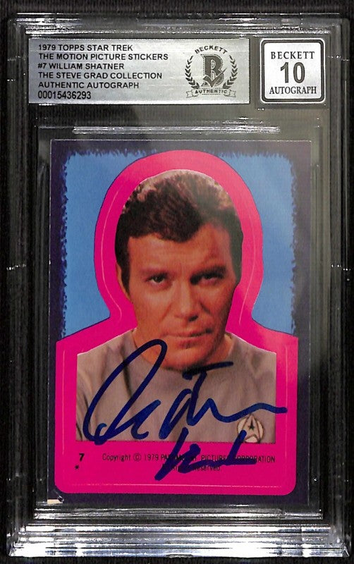 William Shatner Kirk Signed 1979 Topps Star Trek Motion Picture Stickers #7 BAS0