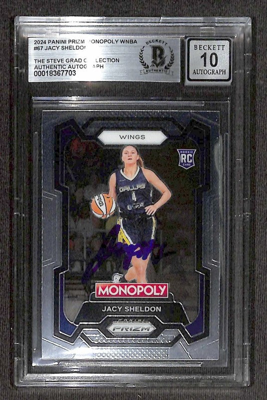Jacy Sheldon 2024 Prizm Monopoly WNBA RC #67 BECKETT AUTO GRADE 100