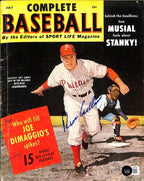 Richie Ashburn Phillies HOF Signed Complete Baseball Magazine 1950’s BECKETT0