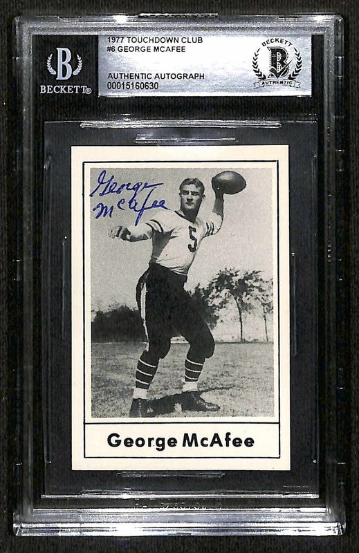 George McAfee Chicago Bears 1977 Touchdown Club #6 Signed Card BECKETT0