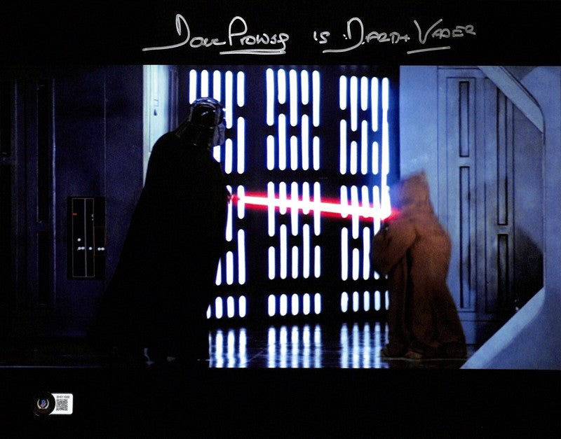 David Prowse Vader Defeats Obi-Wan Star Wars ANH Signed 11x14 Photo BECKETT0