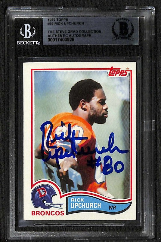 Rick Upchurch Denver Broncos 1982 Topps #89 Signed Card BECKETT Encapsulated0