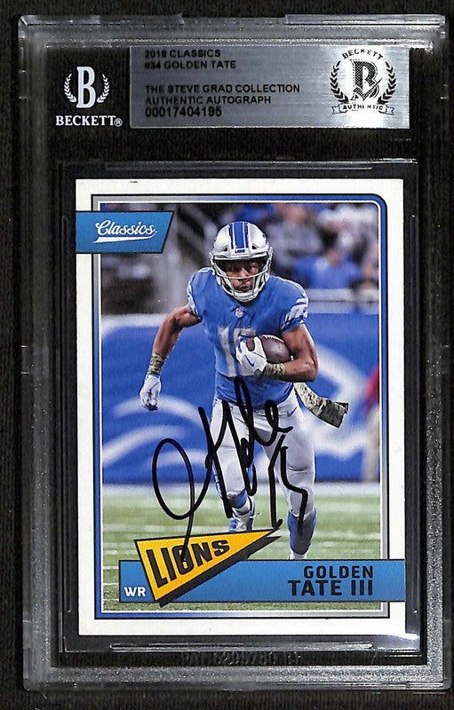 Golden Tate 2018 Classics #34 Signed Card BECKETT Encapsulated0