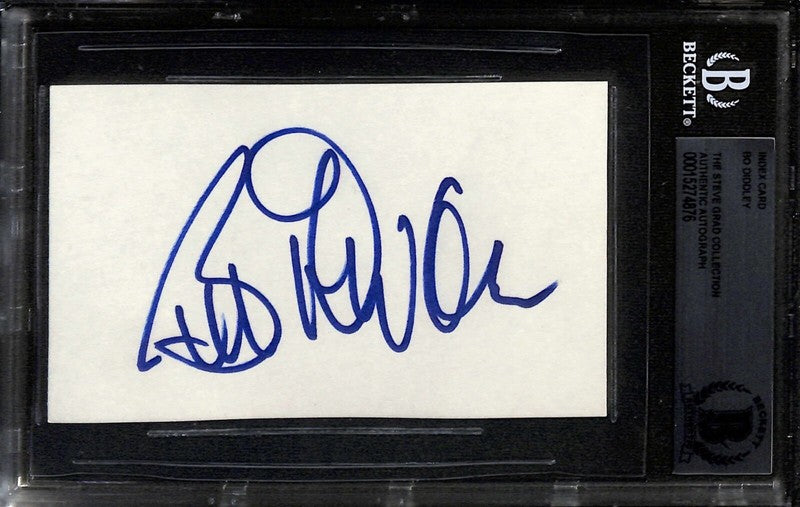 Bo Diddley Music Legend Signed 3x5 Index Card Beckett Encapsulated0