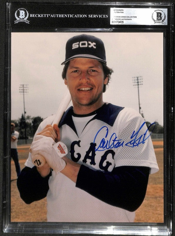 Carlton Fisk Signed 8x10 Photo White Sox HOF BECKETT0