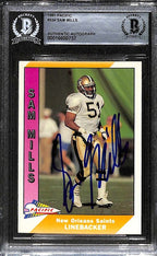 Sam Mills New Orleans Sains HOF 1991 Pacific #334 Signed Card BECKETT0