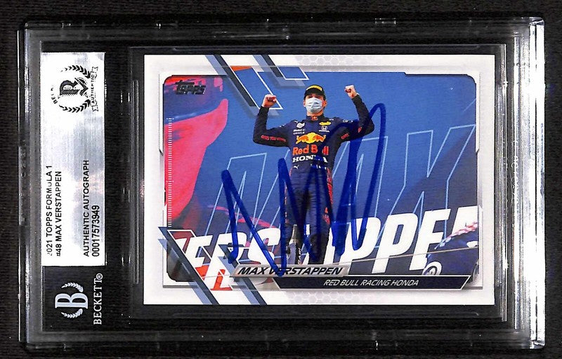 Max Verstappen 2021 Topps Formula 1 #48 Signed Card BECKETT Encapsulated0