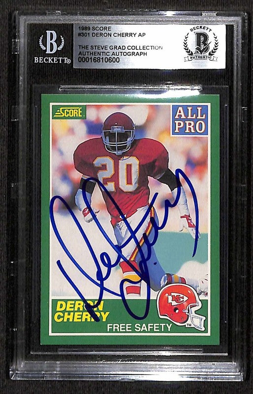 Deron Cherry Chiefs 1989 Score #301 Signed Card BECKETT0