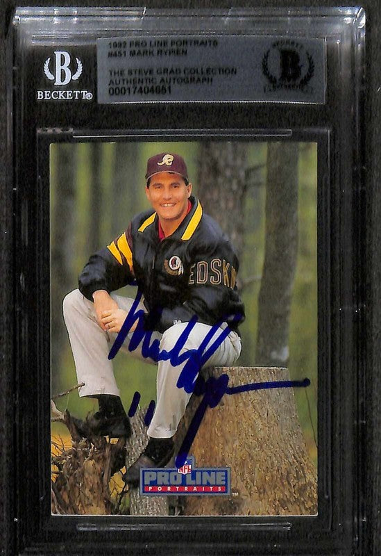 Mark Rypien 1992 Pro Line Portraits #451 Signed Card BECKETT Encapsulated0