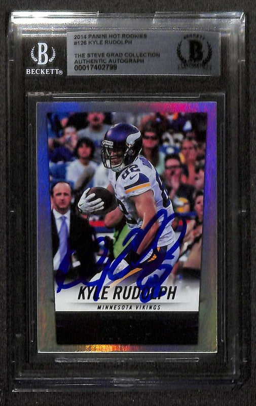 Kyle Rudolph Vikings 2014 Panini Hot Rookies #126 Signed Card BECKETT 0