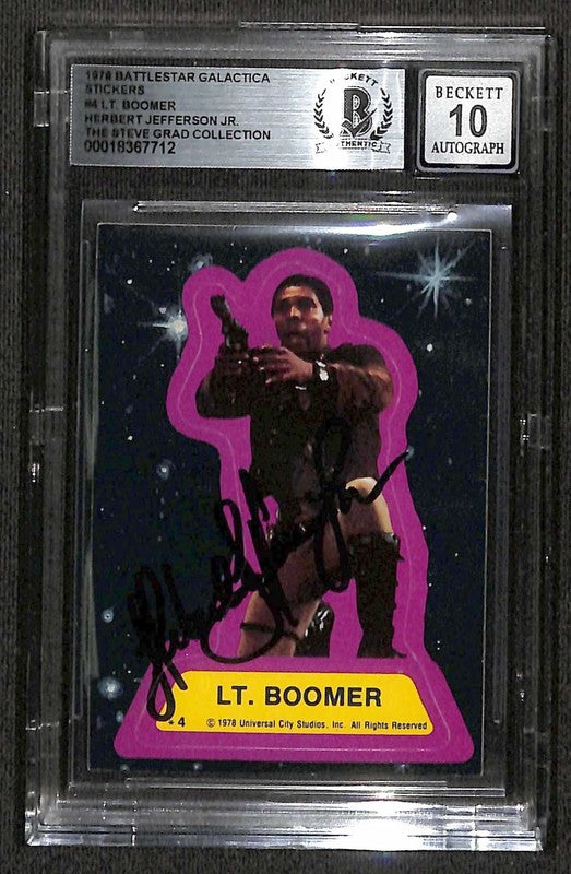 Herbert Jefferson Jr Signed Battlestar Galactica Sticker BECKETT AUTO 100