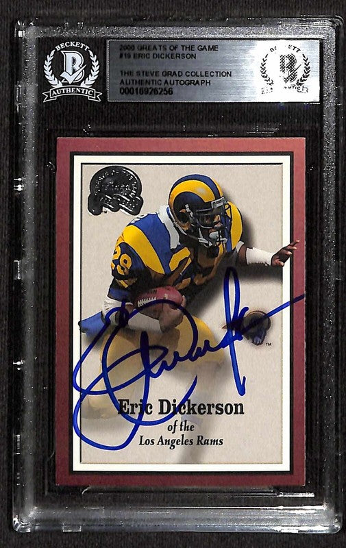 Eric Dickerson Los Angles Rams 2000 Greats of the Game #19 Signed Card BECKETT0