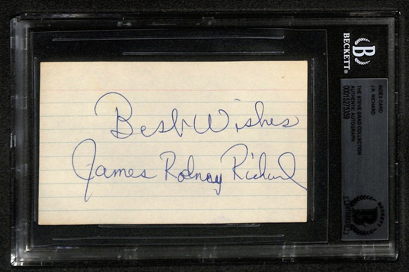 J.R. Richard Houston Astros Full Name Signed 3x5 Index Card BECKETT Encapsulated0
