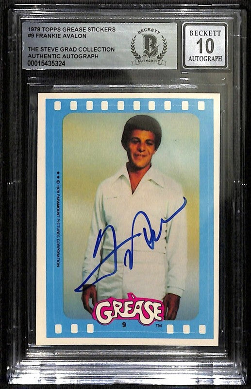 Frankie Avalon Signed #9 1978 Topps Grease Stickers Auto Grade 10 BECKETT 0