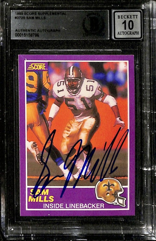 1989 Score Supplemental Signed Sam Mills NFL HOF Saints Autograph 10 BECKETT0