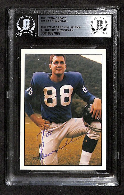 1981 TCMA Football Greats #27 Pat Summerall GIANTS Signed Auto Card BECKETT 0