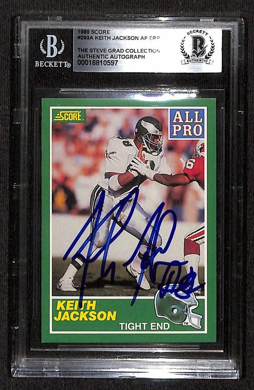 Keith Jackson Philadelphia Eagles 1989 Score #293A Signed Card BECKETT0