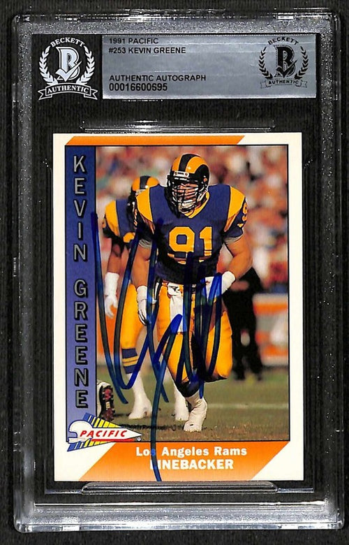 1991 Pacific Football Kevin Greene #253 Signed Auto Card NFL HOF Beckett0