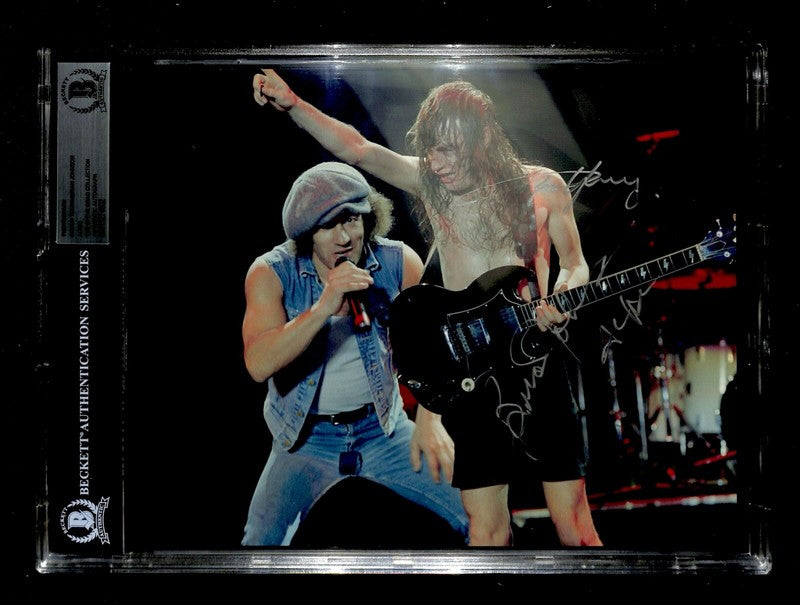 Angus Young Brian Johnson AC/DC Signed 8x10 Photo  BECKETT  (Grad Collection)0