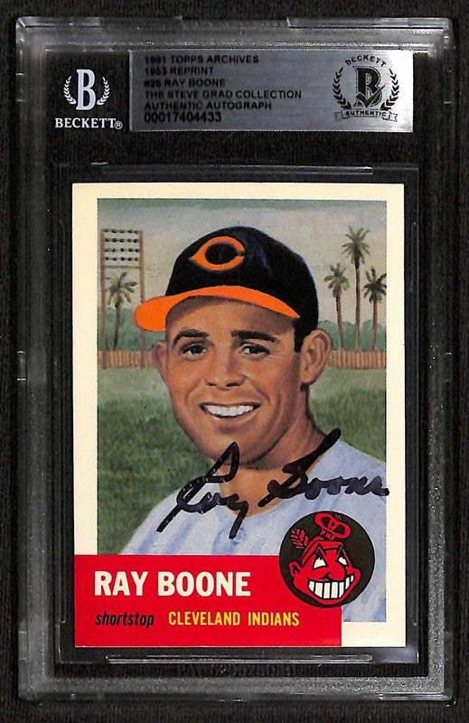 Ray Boone Indians 1991 Topps Archives '53 #26 Signed Card BECKETT 0