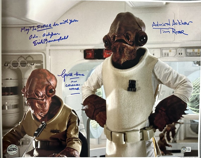  Star Wars ROTJ Mon Calamari Signed by x3 Bauersfled, Rose & Home 16x20 BAS0