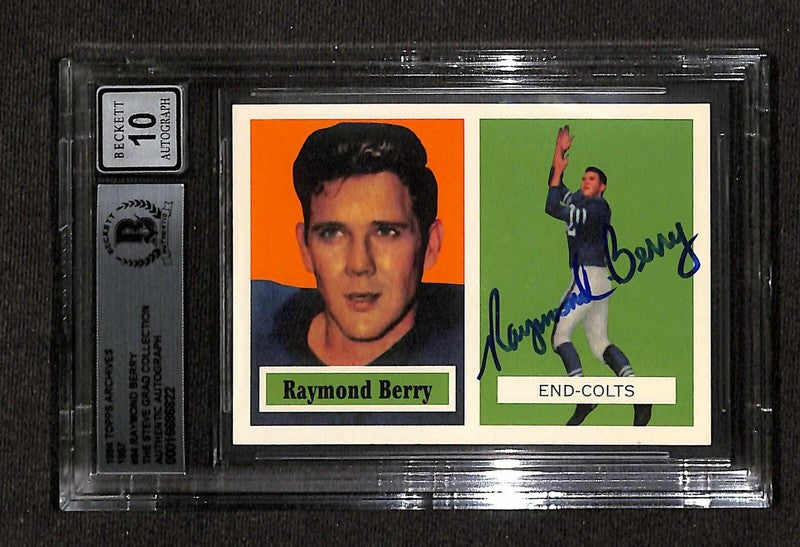 Raymond Berry 1994 Topps Archives 1957 #84 Signed Card Auto Grade 10 BECKETT0