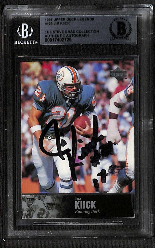 Jim Kiick Miami Dolphins 1997 Upper Deck Legends #125 Signed Card BECKETT0