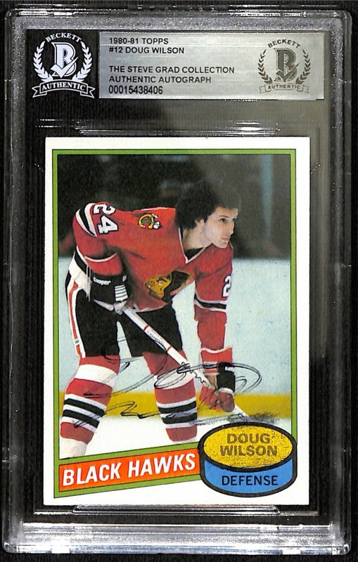 Doug Wilson Blackhawks 1980-81 Topps #12 Signed Card BECKETT 0