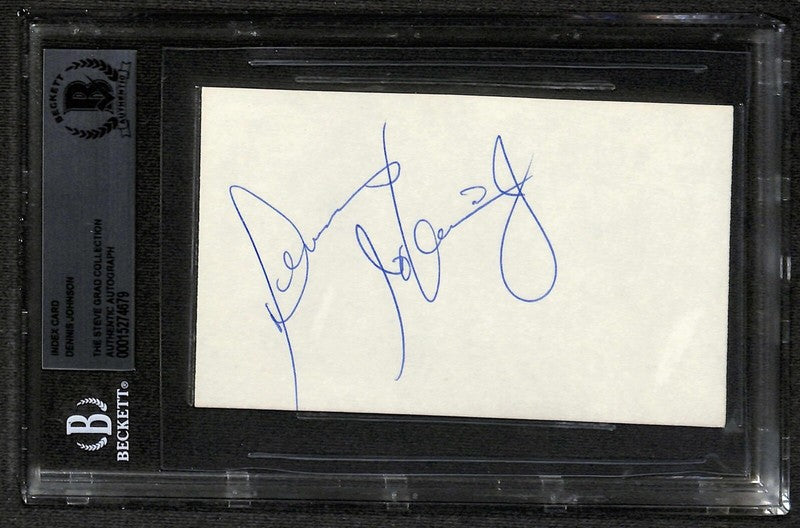 Dennis Johnson Boston Celtics Point Guard Signed Index Card BECKETT Encapsulated0